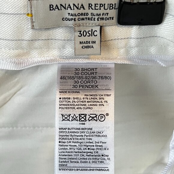 Banana Republic White Linen Stripe Full Suit - Size 40 S Chest | 30 S Pants - Picture 16 of 16